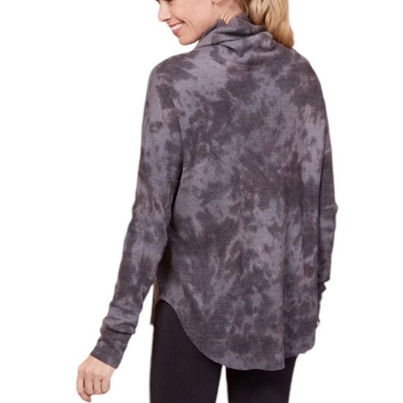 Michael Stars Black Purpler Tie Dye Marcy Cowl Neck Storm Wash Thermal Sz S NWT - Picture 10 of 13